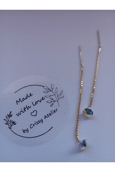 OEM Cercei din argint 925 placați cu aur, cu cristale Swarovski și lanț