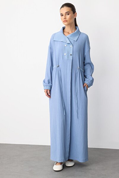 Micca Y Yaka Ply-Cupra Garni Detaylı Spor Elbise Kap Ferace-İndigo