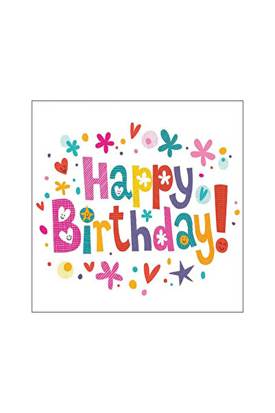 Ambiente Șervețele de masă 33x33cm Urări de ziua de naștere albe FSC Mix