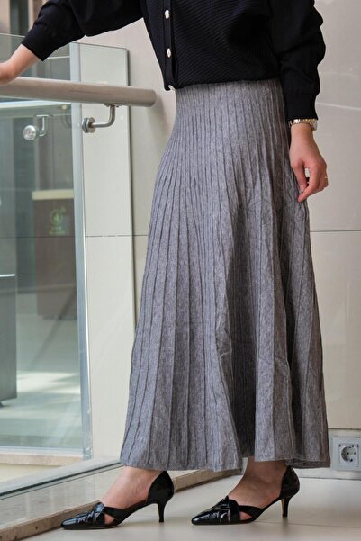 FUAT GÜRSEN Fuat Gürşen Ribbed Knit Skirt with Elastic Waist