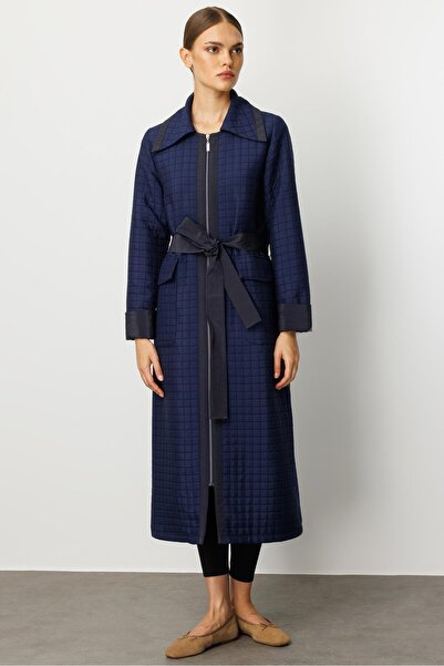 Micca Jakar Kapitone ve Düz Garni Kumaşlı İçi Komple Astarlı Mevsimlik Kullanım İmkanı Sunan Trench Kap