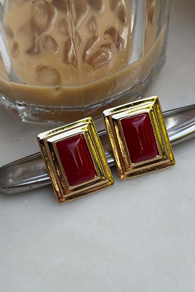 AMORE.İST STORE Gold Çerçeveli Nostaljik Amber Küpe