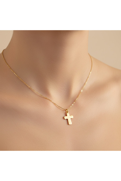 TabiTela 8 ayar altın kolye ucu haç GM163 0.5 gr