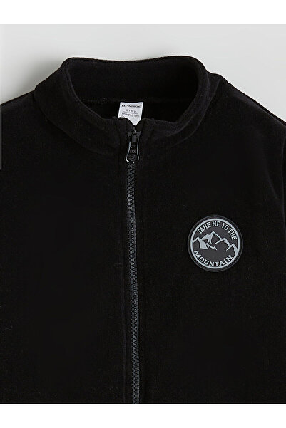 LC Waikiki Lcw kids black crew neck basic long sleeve boys zip-up sweatshirt