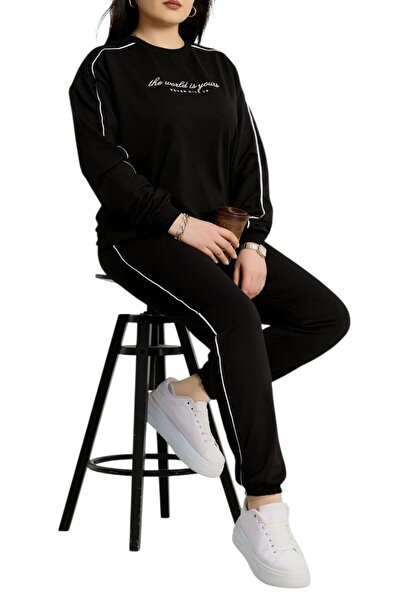 ysrozrgyim Piped 2 Thread Large Size Tracksuit Set