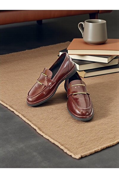 eforia Rachel R40224 Burgundy Patent Leather Genuine Leather Full Orthopedic Women's Casual Daily Shoes