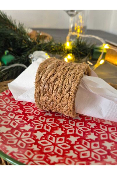 SEVER HOME Wicker Napkin Ring/Rafle 6 Pieces Brown 5 X 6 cm