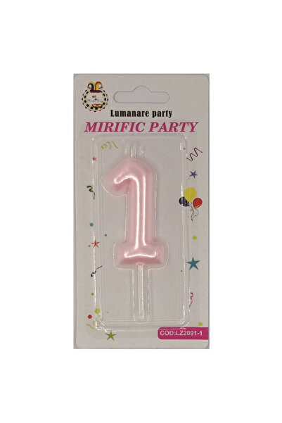Mirific Party Lumânare roz pentru tort, 6 cm, numărul 1