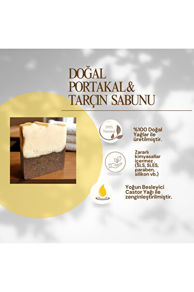 MundoLindo Doğal Portakal ve Tarçın Katı Sabun Castor Yağı Katkılı 100 gr Öze...