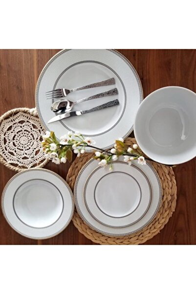 Bohemia Cristal Caroline 24-piece tableware set, multicolor porcelain with Bohemia crystal