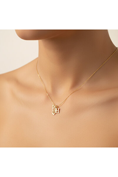 TabiTela 14 ayar altın kolye ucu "H"harfi GM357 0.5 gr