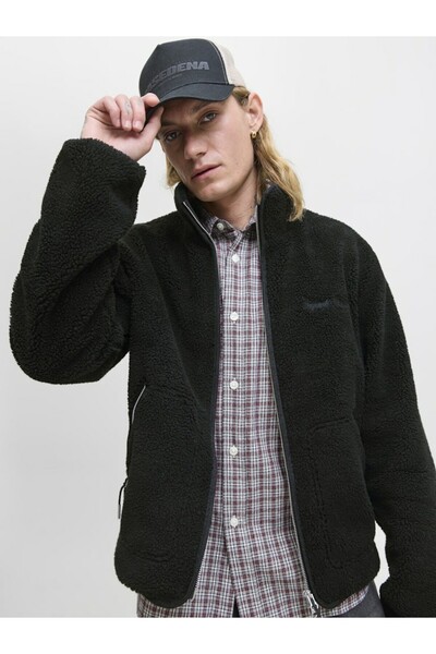 Jack & Jones Men's Black Jornorrebro Teddy Jacket Sn Polar 12282890-Black