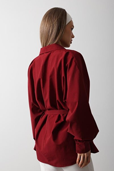 Lady Moss Waist Detailed Shirt - Claret Red