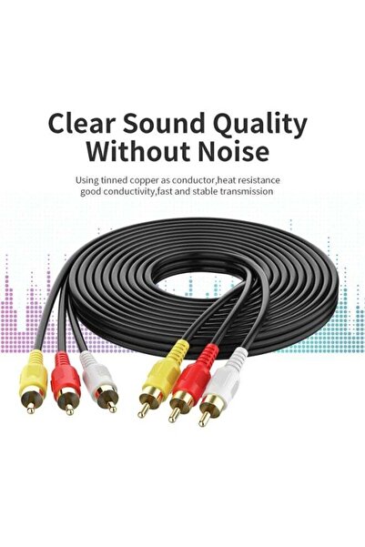 Lecxo كابل صوت وفيديو عالي الجودة بطول 10 أمتار مزود بثلاثة منافذ RCA - صوت ن...