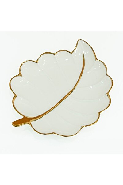Global-Store Leaf serving platter Global Store, 30x24x3.5 cm white-gold