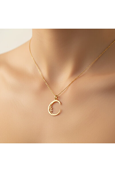 TabiTela 14 ayar altın kolye ucu "C"harfi GM665 1 gr