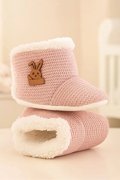 TUOBEBE Premıum Örme Peluş Bebek Tüylü Kaymaz Taban Patik Panduf / Ev Botu