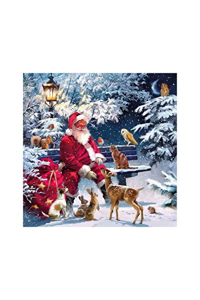 Ambiente Șervețele de masă 33x33 cm - Moș Crăciun pe bancă (FSC Mix)