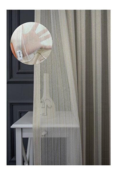 Vooralles Eerliefdevol 1/2,5 Orta Pile 309 Altın Şantuk Çelik Çizgili Tül Per...