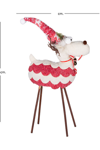 Herdekora Christmas Ornament, Deer, Red-White - Wooden Legs, 36X56 cm