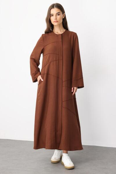 Micca ZV Nervur Aller Dikiş Detaylı İpekçe Doku Zamansız Spor Kap/ Ferace-Kahve