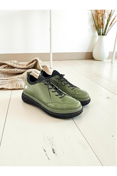 Mammamia D25Ka-100 Khaki Genuine Leather Full Orthopedic Women's Casual Daily Shoes