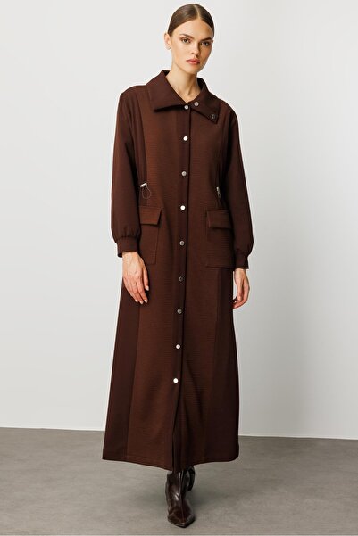 Micca Otto ve Krep Doku Kumaş Mix Aksesuar Detaylı İçi Astarlı Spor Trench / Kap-Kahve