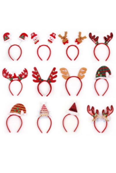 OEM Set de 12 bentițe de Crăciun | Design cu paiete de reni | 22 cm | Diverse...