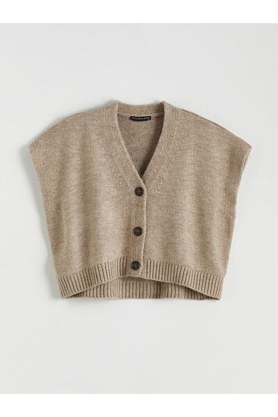 LC Waikiki V Neck Oversized Women's Knitwear Vest