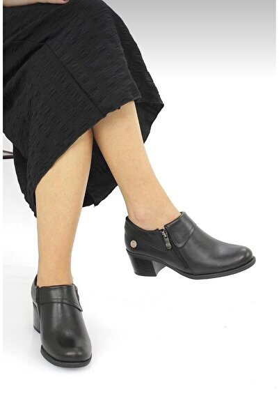 Mammamia D25Ka-3725 Black Genuine Leather Full Orthopedic Women's Casual Daily Shoes