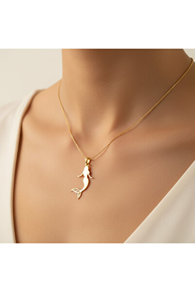 TabiTela 14 ayar altın kolye ucu Deniz Kızı GM489 1 gr