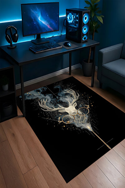 Halura Harry Potter Desenli Kaymaz Taban Makinede Yıkanabilir Gaming Oyuncu Gamer Genç Odası Halısı