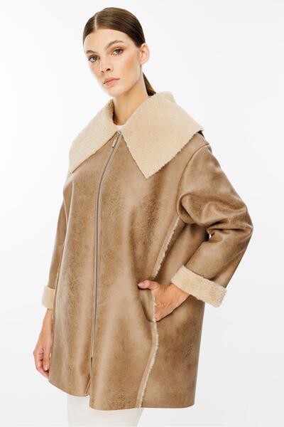 Micca Suni Deri ve Soft Laminasyon Araboy Basen Örten Spor Zamansız Kaban Trenç-Taş