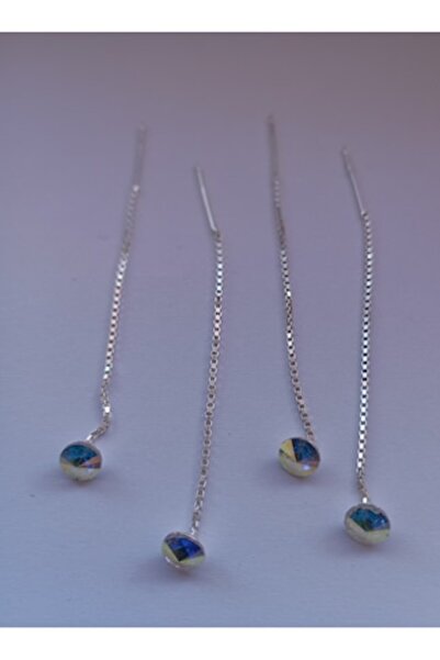 OEM Cercei din argint cu lanț și cristal Swarovski Aurora Borealis