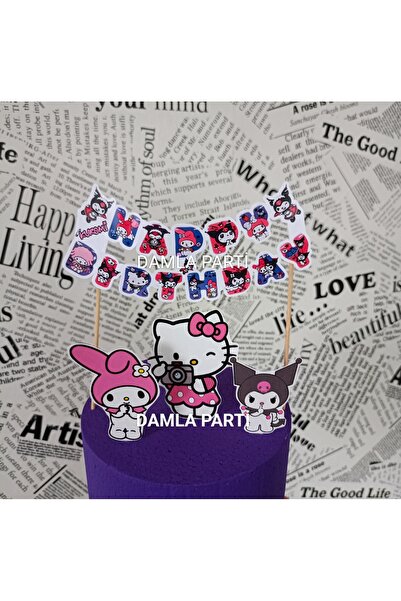 DAMLA PARTİ Kuromi Pasta Üstü Banner, Kuromi Doğum Günü Parti Malzemeleri