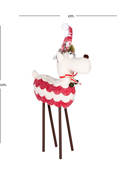 Herdekora Christmas Ornament, Deer, Red-White - Wooden Legs, 28X43 cm