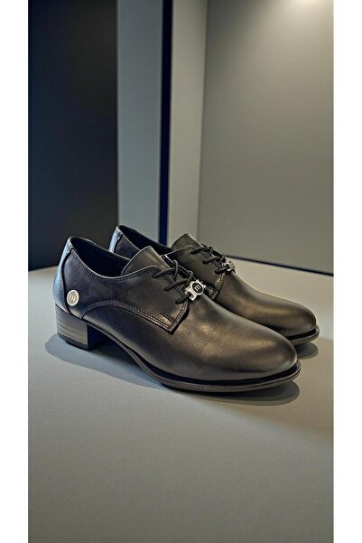 Mammamia D25Ka-875 Black Genuine Leather Full Orthopedic Women's Casual Daily Shoes