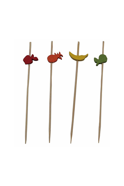 Mirific Party Set de 25 scobitori decorative multicolore, 12 cm, fructe, QT9889