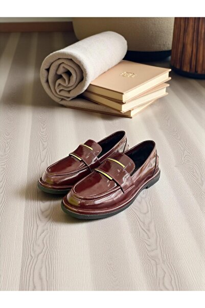 eforia Rachel R40224 Burgundy Patent Leather Genuine Leather Full Orthopedic Women's Casual Daily Shoes