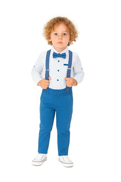 KATIA Baby Boy Pants Suspender Shirt Bow Tie Set |   Stylish Wedding and Special Occasion Combination