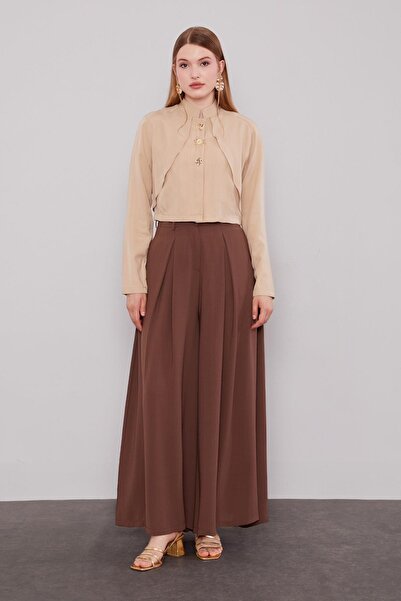 Levidor Coffee wide leg pleated pant skirt