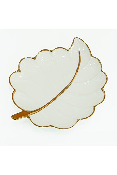 Global-Store Leaf serving platter Global Store, 30x24x3.5 cm white-gold