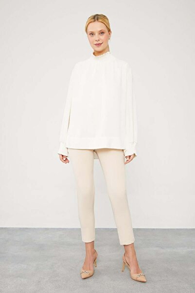 Levidor Παντελόνι μέχρι τον αστράγαλο με λεπτομέρεια σε μπεζ χρώμα