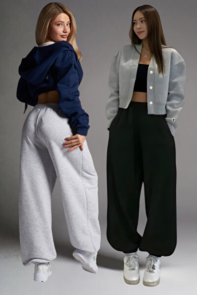 vladivosto İçi Polarlı Kışlık 2 İplik Şardonlu Baggy Oversize Eşofman Altı XS...