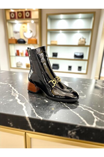 Mammamia D25Kb-8270 Black Patent Leather Genuine Leather Full Orthopedic Daily Women's Boots