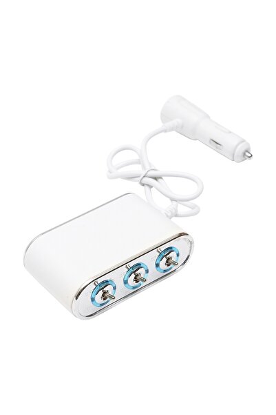 Avex Triple car cigarette lighter adapter 12/24V, LED lighting, with switch and 1 USB port, 5V, 2.1A