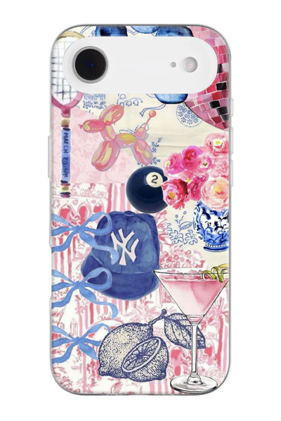 shoptocase iPhone 17 Air Compatible Aesthetic Collage Coquette Patterned Transparent Silicone Phone Case