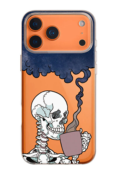 shoptocase iPhone 17 Pro Compatible Thoughtful Skull Pattern Transparent Silicone Phone Case