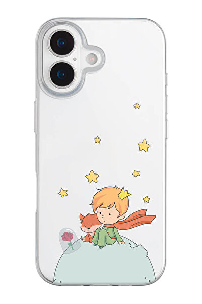 shoptocase iPhone 17 Uyumlu Küçük Prens-1 Desenli Şeffaf Silikon Telefon Kılıfı