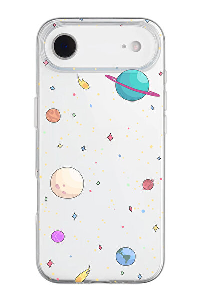 shoptocase iPhone 17 Air Compatible Solar System Patterned Transparent Silicone Phone Case